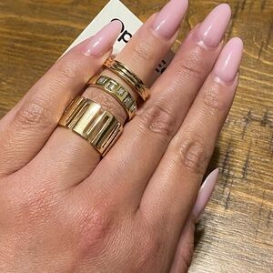 Set Of 3 Gold Tone Rings By Open Edit